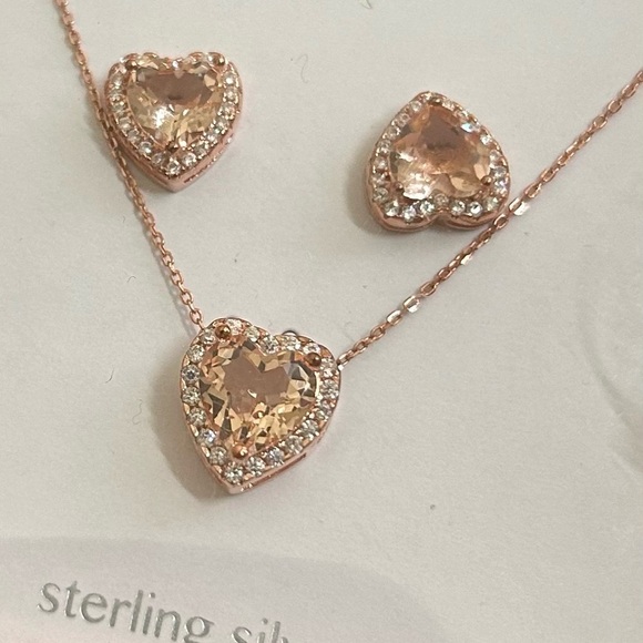 Sterling Silver Heart Jewelry Set - Rose Gold - Picture 3 of 3